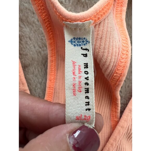 Free People Movement Peach Ribbed Racerback Sports Bra - Size S - Picture 4 of 7